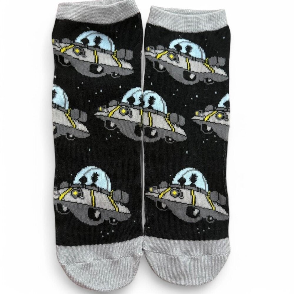 Rick And Morty Funny Ufo spaceship socks from Rick and Morty cartoon series